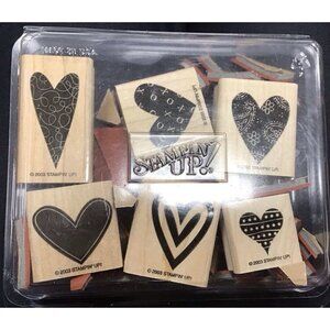Heart Block Stampin' Up Wood Mounted Rubber Stamp 6 Pack